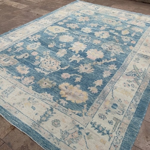 12X9 Oushak Natural rug, Anatolian rug 367x270 Cm ,wool rug.vintage rug, rug Turkish Hand made double knotted Pure wool bohemian rug