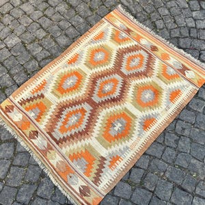 4x3 Hand made Kilim, Anatolian rug, 135x100 Cm, decorative rug Anatolian rug, Authentic rug vintage rug, pure sheep wool, wall and floor rug