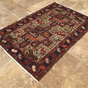 5x3 Turkish Kilim.Anatolian Kilim ,155x104 cm  Kurdish Kilim, Turkish Area Rug, wool on cotton animal print wall rug good condition