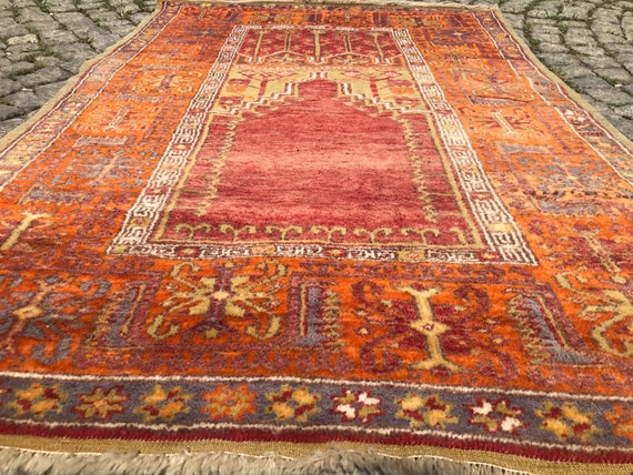 トルコ ラグ 絨毯 ビンテージ アナトリアラグ 一点物ビンテージラグ150 x 257 cm（トルコ、アナトリア）幾何学模様の