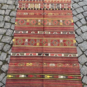 5x3 Hand made Kilim, Anatolian rug, 145x87 Cm, decorative rug Anatolian rug, Authentic rug vintage rug, pure sheep wool, wall and floor rug