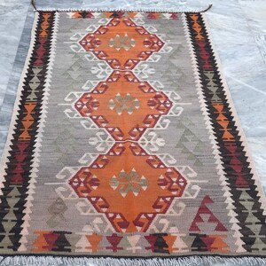 5x3 Turkish Rug , Anatolian Kilim, hand woven, 138x94 cm.hand made decorative rug  pure wool  vintage rug , Area Rug, home decor