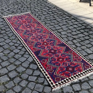 7x2 Turecki Kilim Dywan, Anatolian Kilim, tkany ręcznie, 223 x 70 cm. Dekoracyjny Kilim. Vintage Kilim czysta wełna naturalny barwnik boho dywanik