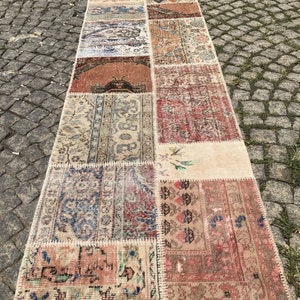 Handgjord turkisk lapptäcke, bohemisk ull (300 x 86 cm)