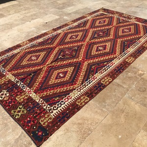 Dywan turecki 10x5. Tkany ręcznie. Kilim anatolijski, 310 x 158 cm, dekoracyjny kilim, zabytkowy kilim, turecki ART, dywan dekoracyjny z czystej wełny owczej