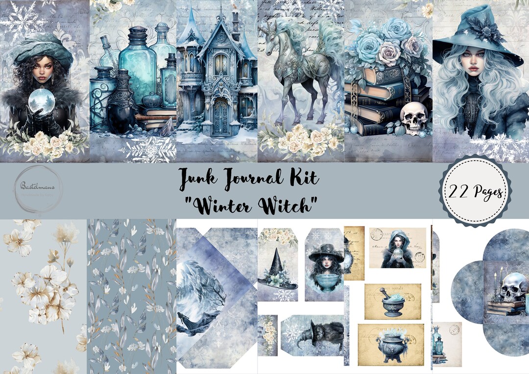 Junk Journal Winter Witch Printable Kit, Digital Download, Pages ...