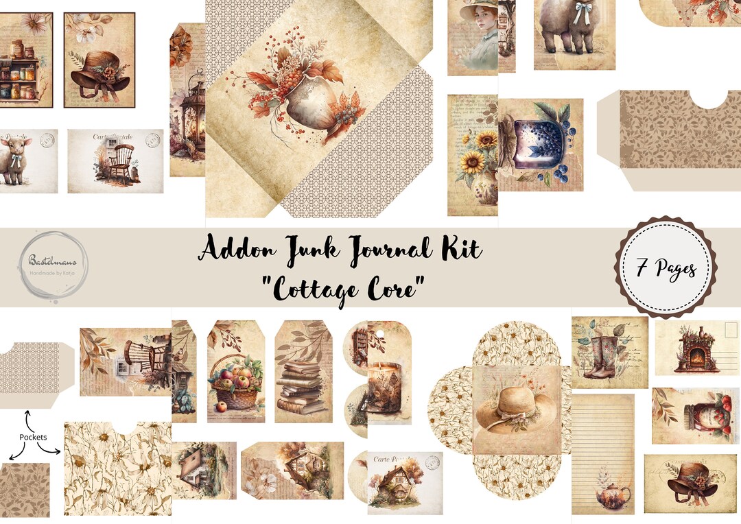 ADDON Junk Journal Cottage Core Printable Kit, Digital Download, Pages ...
