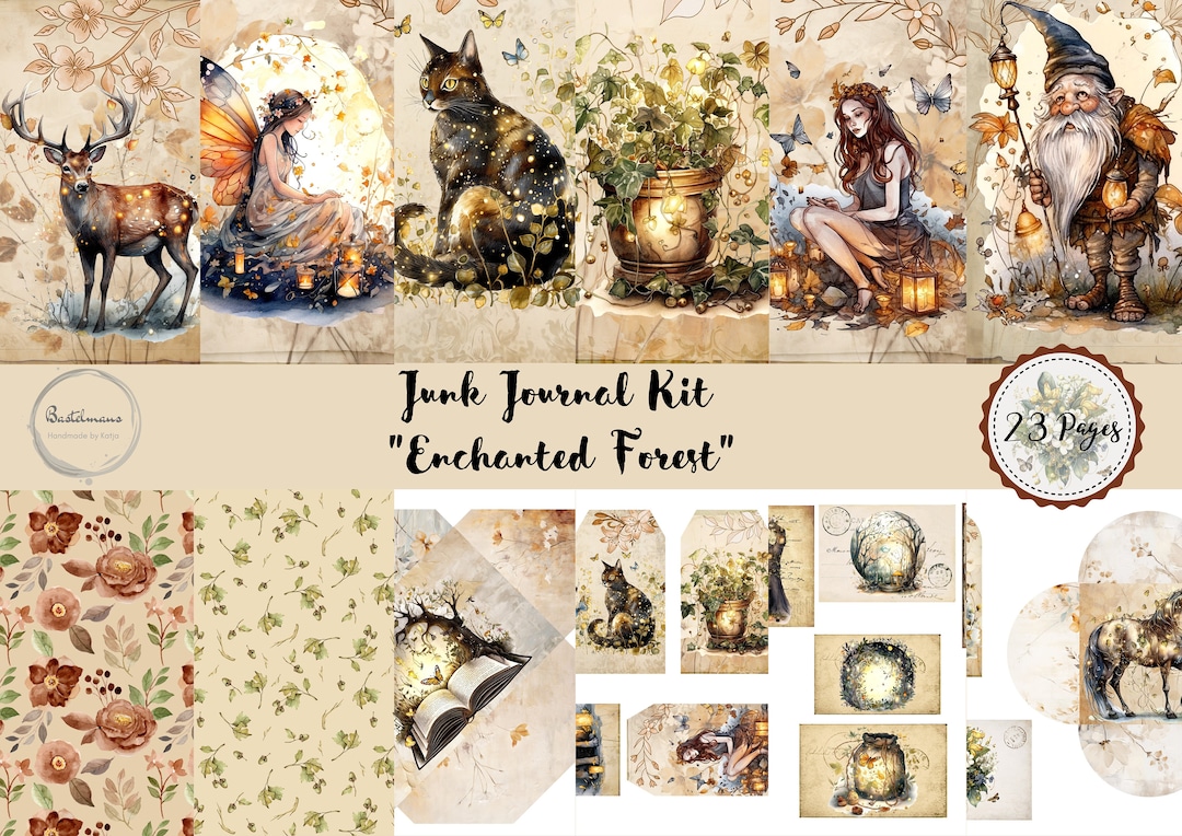 Junk Journal Enchanted Forest Printable Kit, Digital Download, Pages ...
