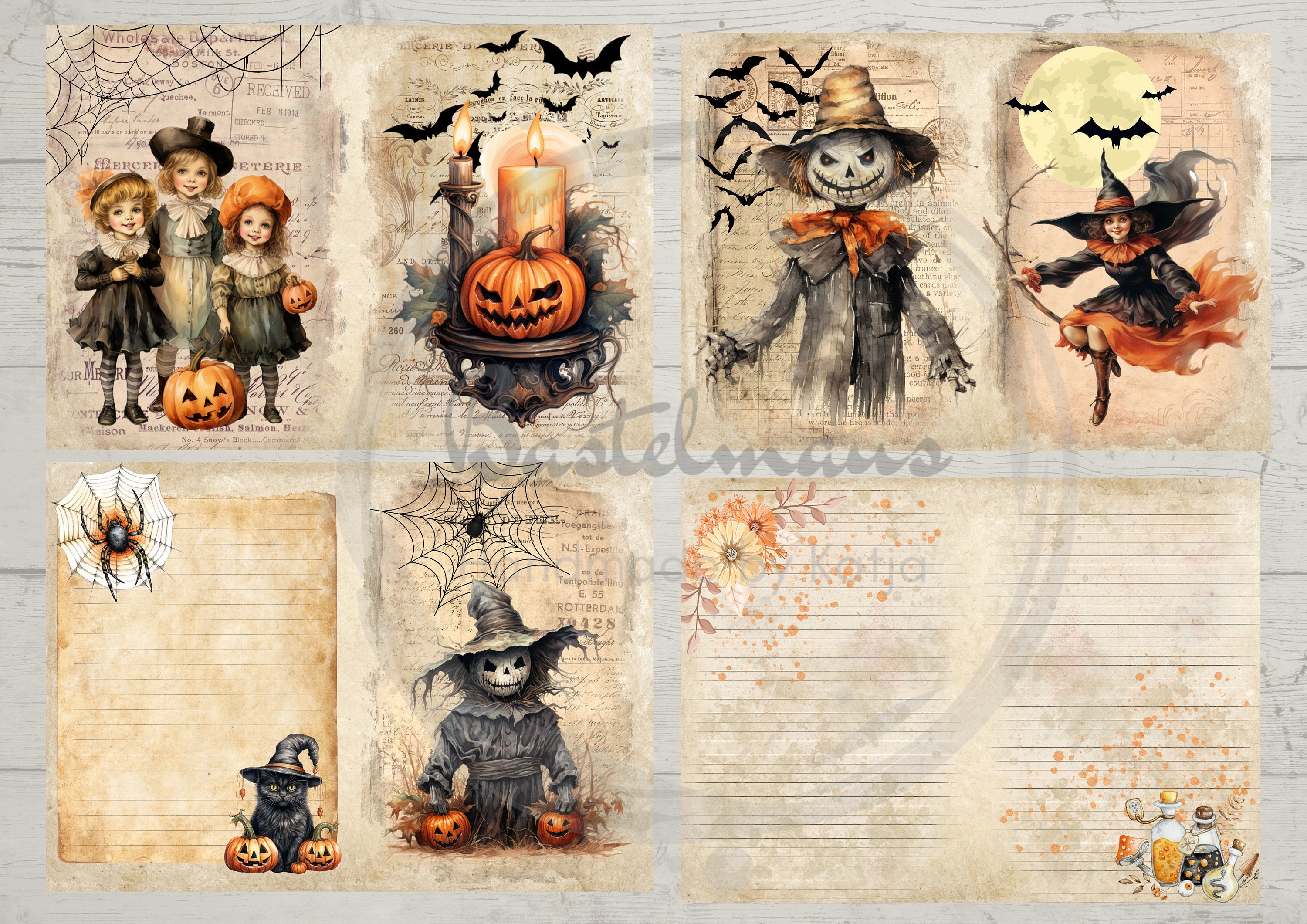 Junk Journal Vintage Halloween Printable Kit, Digital Download, Pages ...