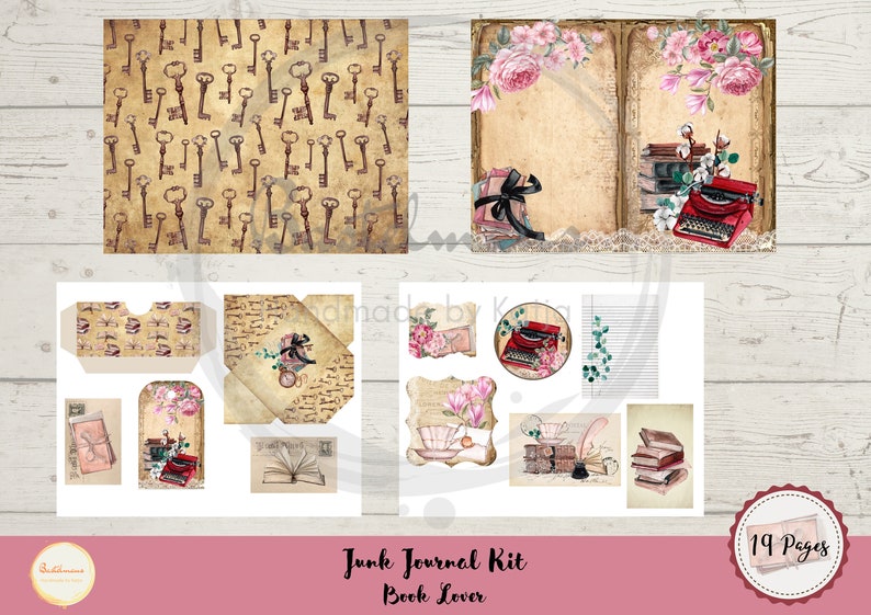 Junk Journal Book Lovers, Printable Kit, Digital Download, Pages ...