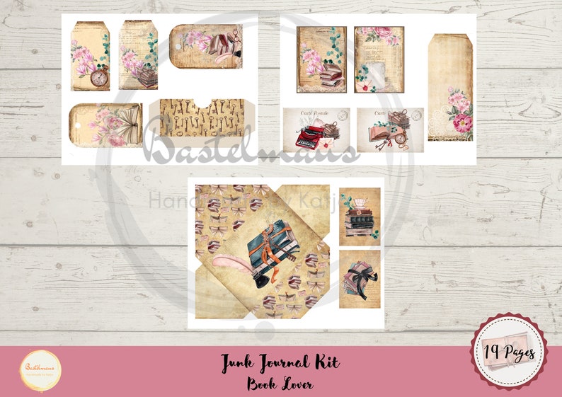 Junk Journal Book Lovers, Printable Kit, Digital Download, Pages ...