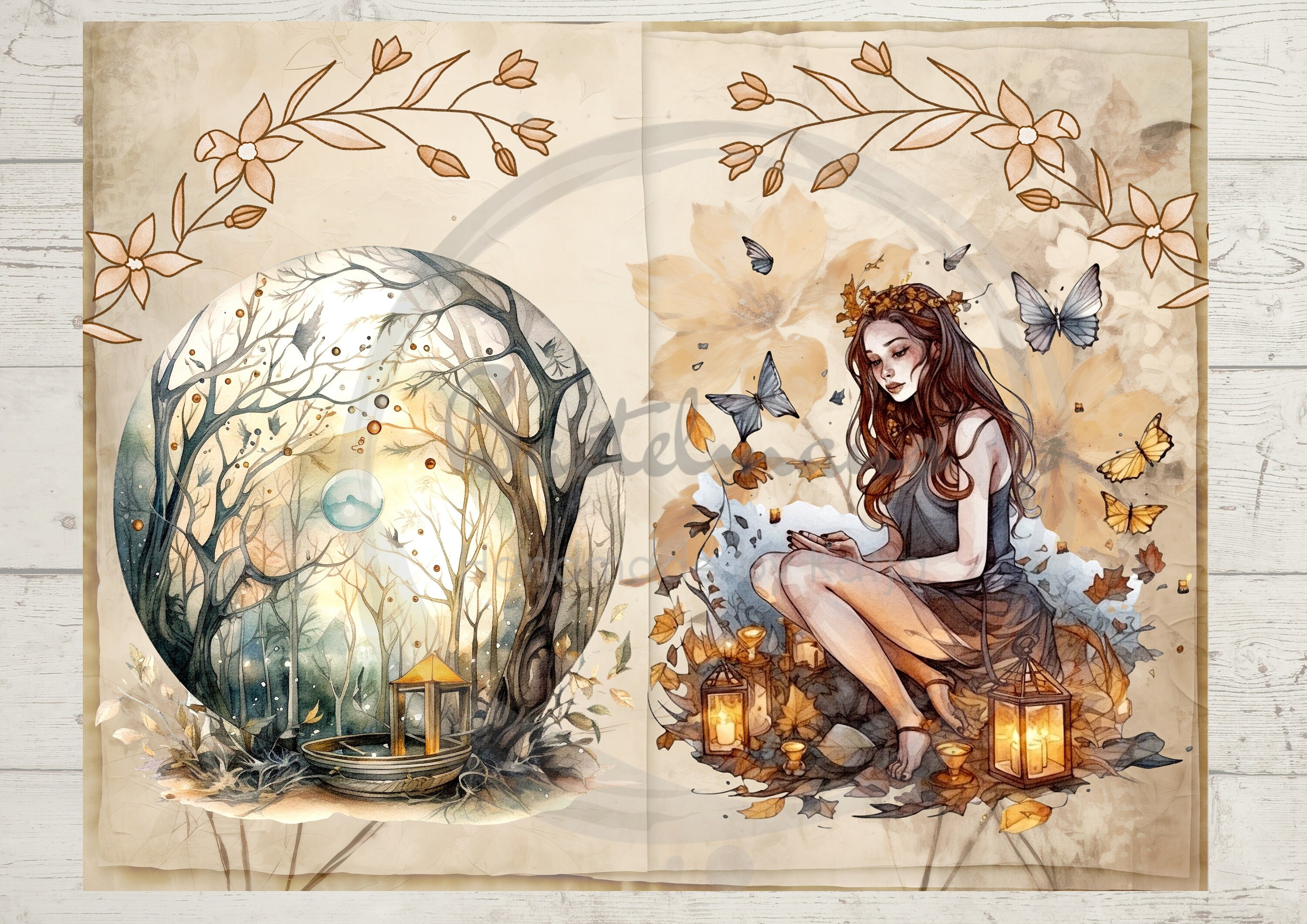 Junk Journal Enchanted Forest Printable Kit, Digital Download, Pages ...
