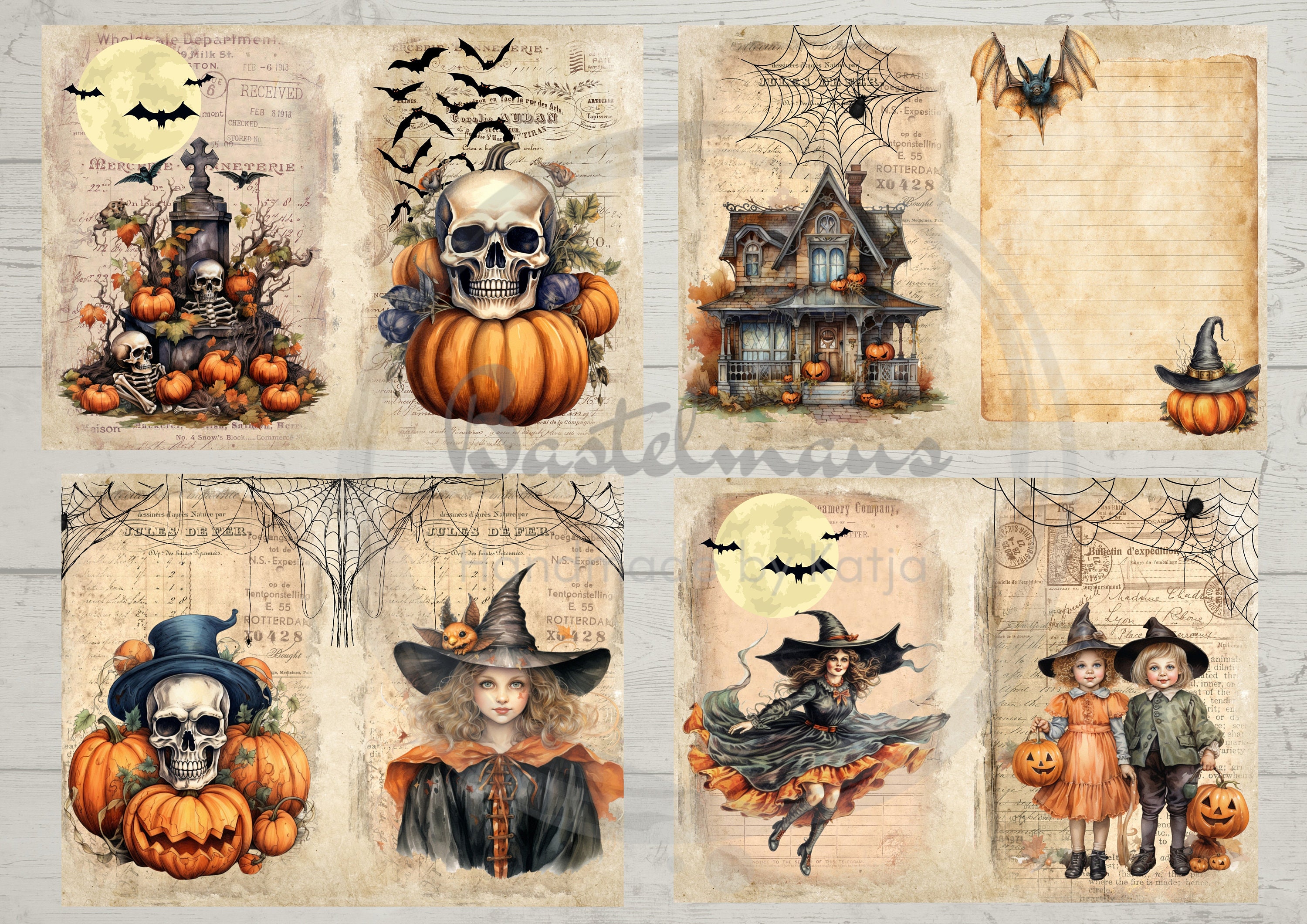 Junk Journal Vintage Halloween Printable Kit, Digital Download, Pages ...
