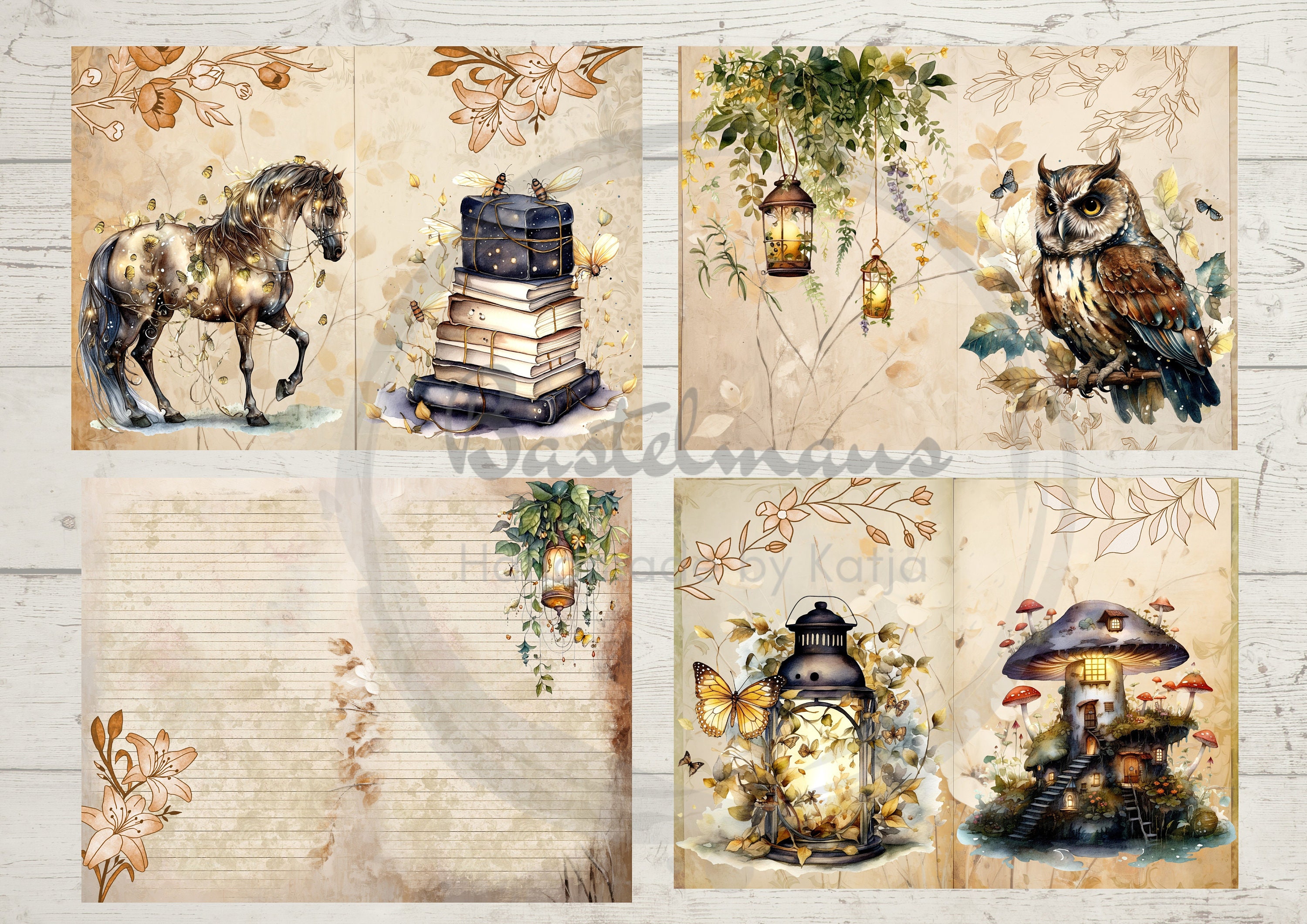 Junk Journal Enchanted Forest Printable Kit, Digital Download, Pages ...