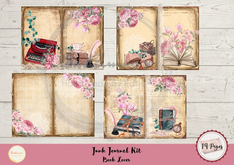 Junk Journal Book Lovers, Printable Kit, Digital Download, Pages ...