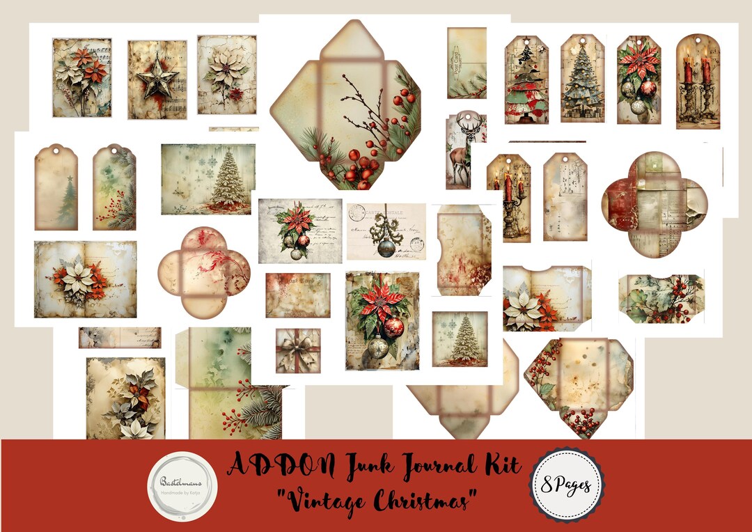 ADDON Junk Journal Vintage Christmas Printable Kit, Digital Download ...