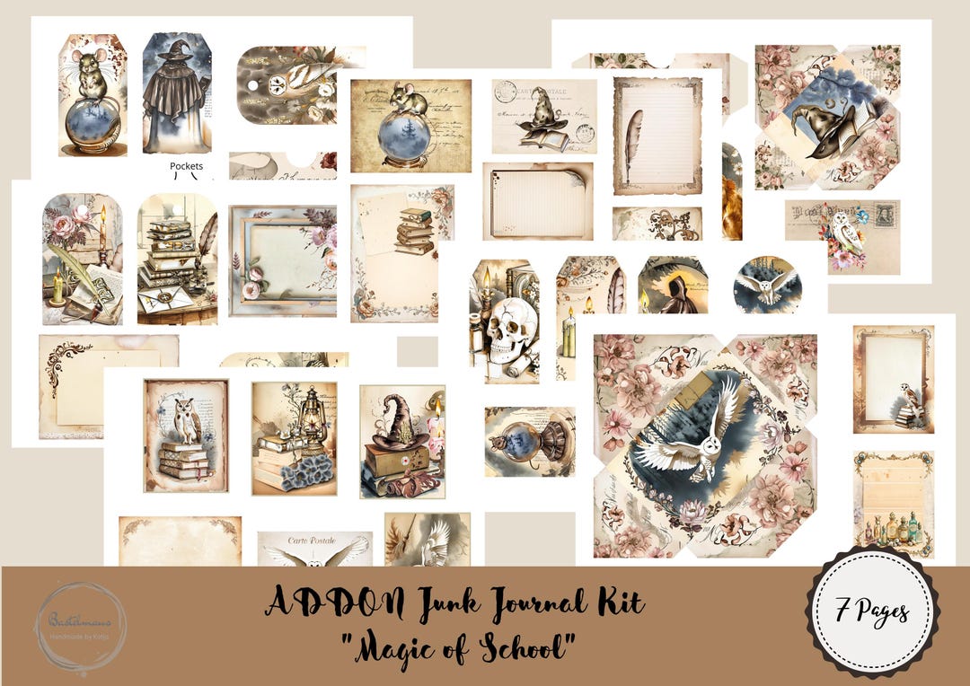 ADDON Junk Journal Magic of School Printable Kit, Digital Download ...