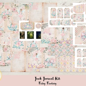 Junk Journal Fairy, Printable Kit, Digital Download, Magical, Backing Papers, A4