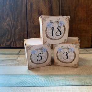 Rustic Christmas Advent Cube - (2x2 Inches) 5x5 centimeters - 24 pieces, digital, scrapbook, labels, tags