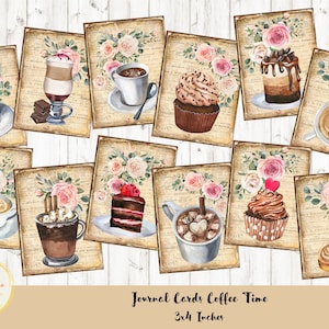 Journal Cards Coffee Time Junk Journal Ephemera Scrapbooking Ephemera Paquete de 12