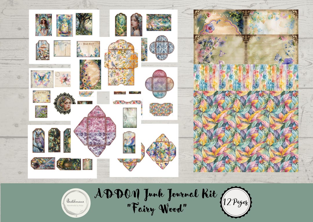 ADDON Junk Journal Fairy Wood Printable Kit, Digital Download, Pages ...