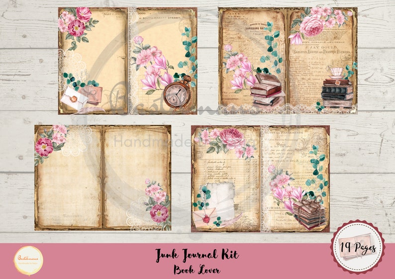 Junk Journal Book Lovers, Printable Kit, Digital Download, Pages ...