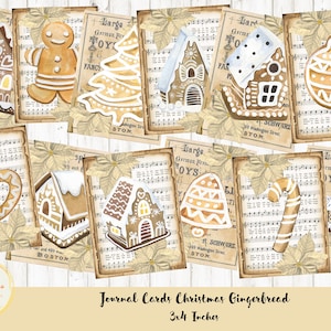 Journal Cards Christmas Gingerbread, Junk Journal, Ephemera, scrapbooking, Cards, Ephemera Pack, 12 Stück