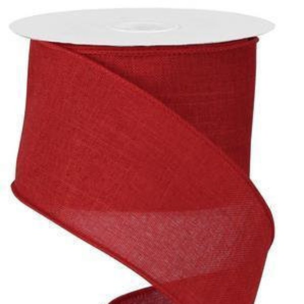 Red Wired Royal Burlap Ribbon 2.5" x 10 Yard Ribbon by the Roll Solid Red