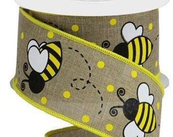Meseey 1 Inch Yellow Black Bee Summer Ribbon Flower Grosgrain Ribbon