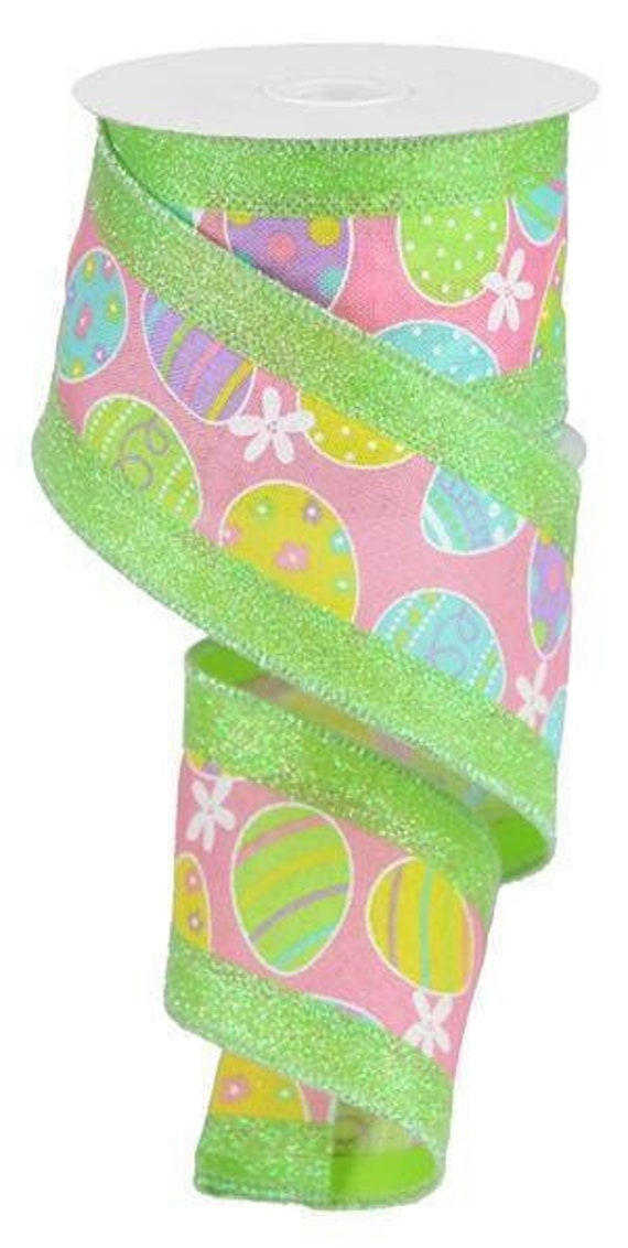 Blue Easter Egg Spring Wired Craft Ribbon 2.5 x 10 Yards