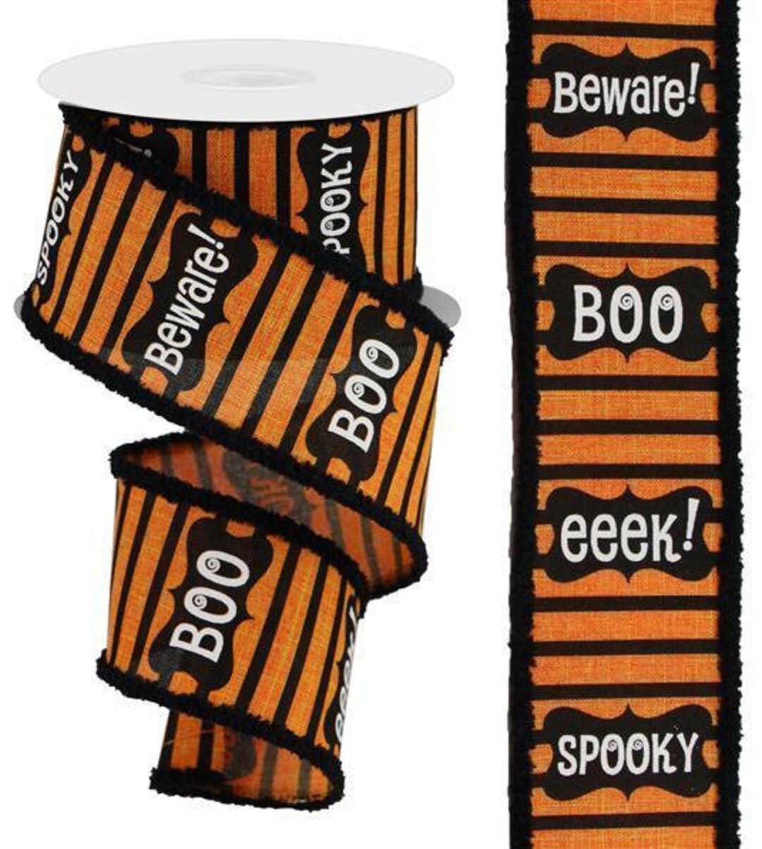 Halloween Wired Ribbon by the Roll 2.5 X 10 Yards Orange Ribbon With
