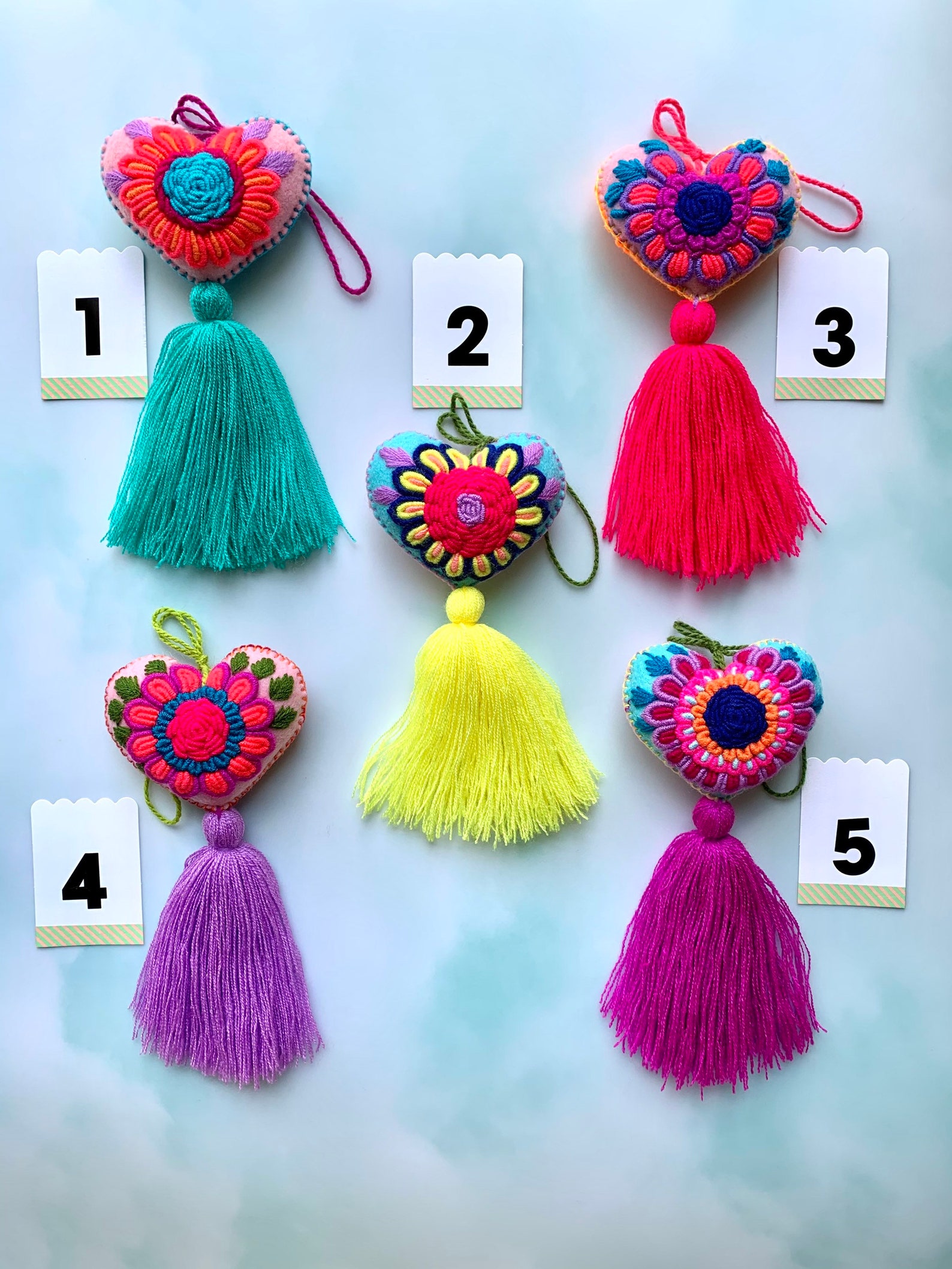 Colorful Mexican Tassel Hearts Handmade Tassel Corazon Etsy