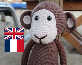 PDF, Englisches Muster, Französisches Muster, Affe, Muster, Affe häkeln, Häkeln, Amigurumi, Affenmuster, Häkelmuster, Spielzeug,