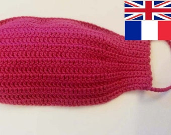 Tutorial en PDF en francés/inglés, Mascarilla, patrón de crochet, Patrón.
