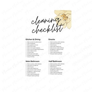 Cleaning Checklist Digital Download, To Do checklist, Printable Check list , Cleaning, printable Checklist