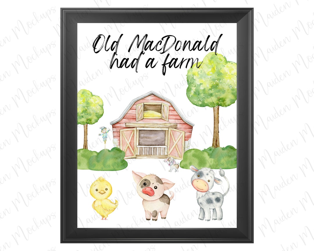 Old Macdonald Digital Download, Nursery Decor, Printable Decor, Nursey ...