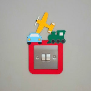 Personalised Vehicle Light Switch Surround - Car Train Aeroplane Light Switch Cover - Boys Transport Bedroom Accessories - Toddler Playroom