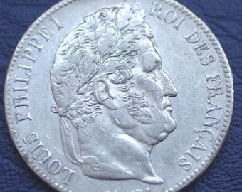 1839 France King Louis-Philippe 5 Francs Silver Coin