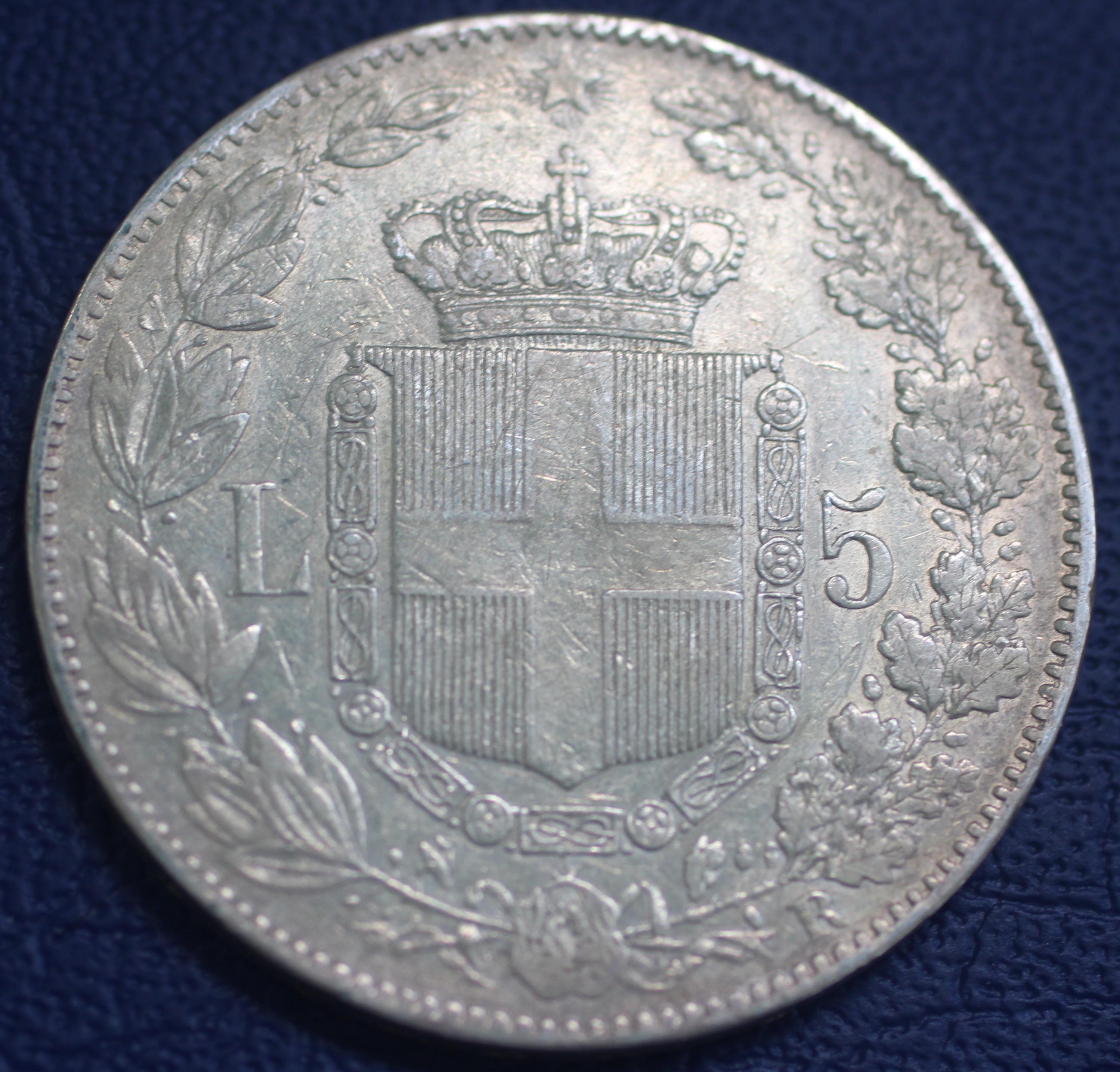 1879年 イタリア王国 ウンベルト1世 5リラ銀貨 - Etsy 日本