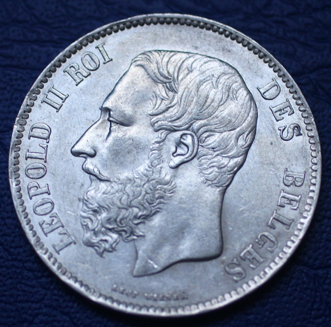 1867年 ベルギー 5フラン銀貨 レオポルド2世 美品 1867年 ベルギー国王レオポルド2世 5フラン銀貨 - Etsy 日本