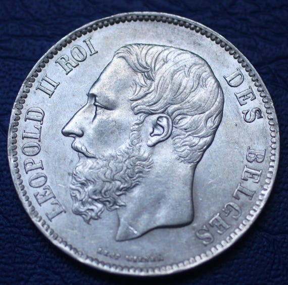1867年 ベルギー 5フラン銀貨 レオポルド2世 美品 1867年 ベルギー国王レオポルド2世 5フラン銀貨 - Etsy 日本