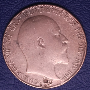 1907 Great Britain King George V I Penny Bronce Coin Circ.