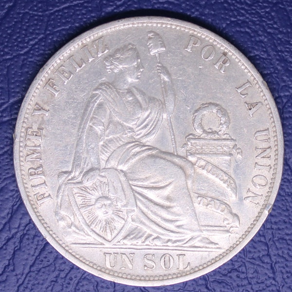 1891 TF Peru 1 Sol Silver World Coin