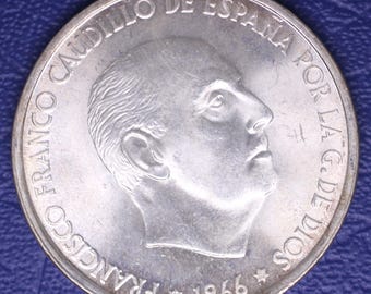 スペイン - フランシス・フランコの真正銀貨 100 ペセタ 1966 年