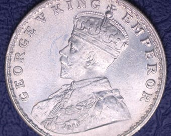 1919 British India Silver Rupee, King George V Collectible