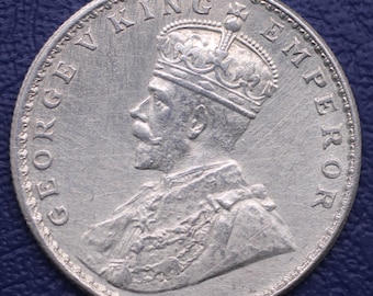 アンティーク シルバー 1 ルピー 1913 年 - ジョージ 5 世。インド