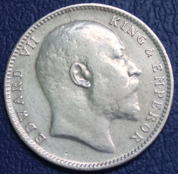 1907 英領インド 1ルピー銀貨 エドワード7世 アンティーク 美麗トーン 1907年 イギリス領インド国王エドワード7世 1ルピー銀貨 - Etsy 日本