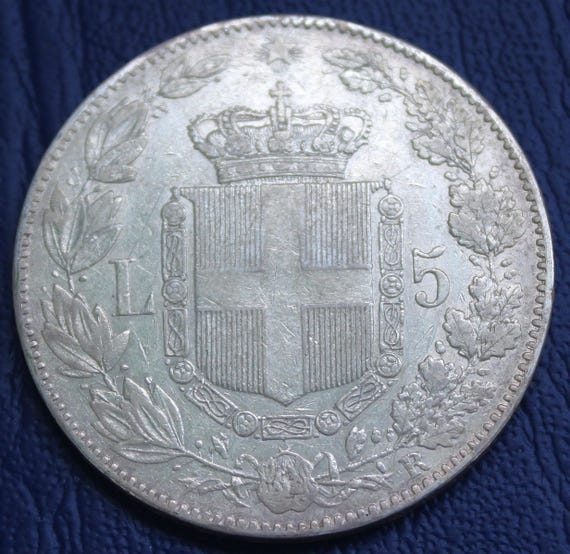 1879年 イタリア王国 ウンベルト1世 5リラ銀貨 - Etsy 日本