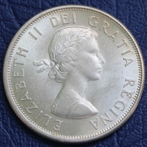 1964 Canada Queen Elizabeth II  50 Cents Silver Coin
