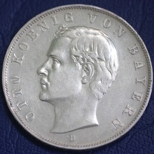 1912 Germany Kingdom of  Bavaria 3 Mark Silver Coin